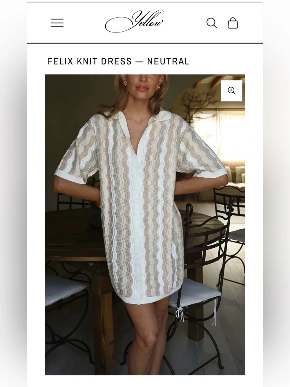 Yellow The Label Felix Knit Dress in Neutral - Picture 1 of 4